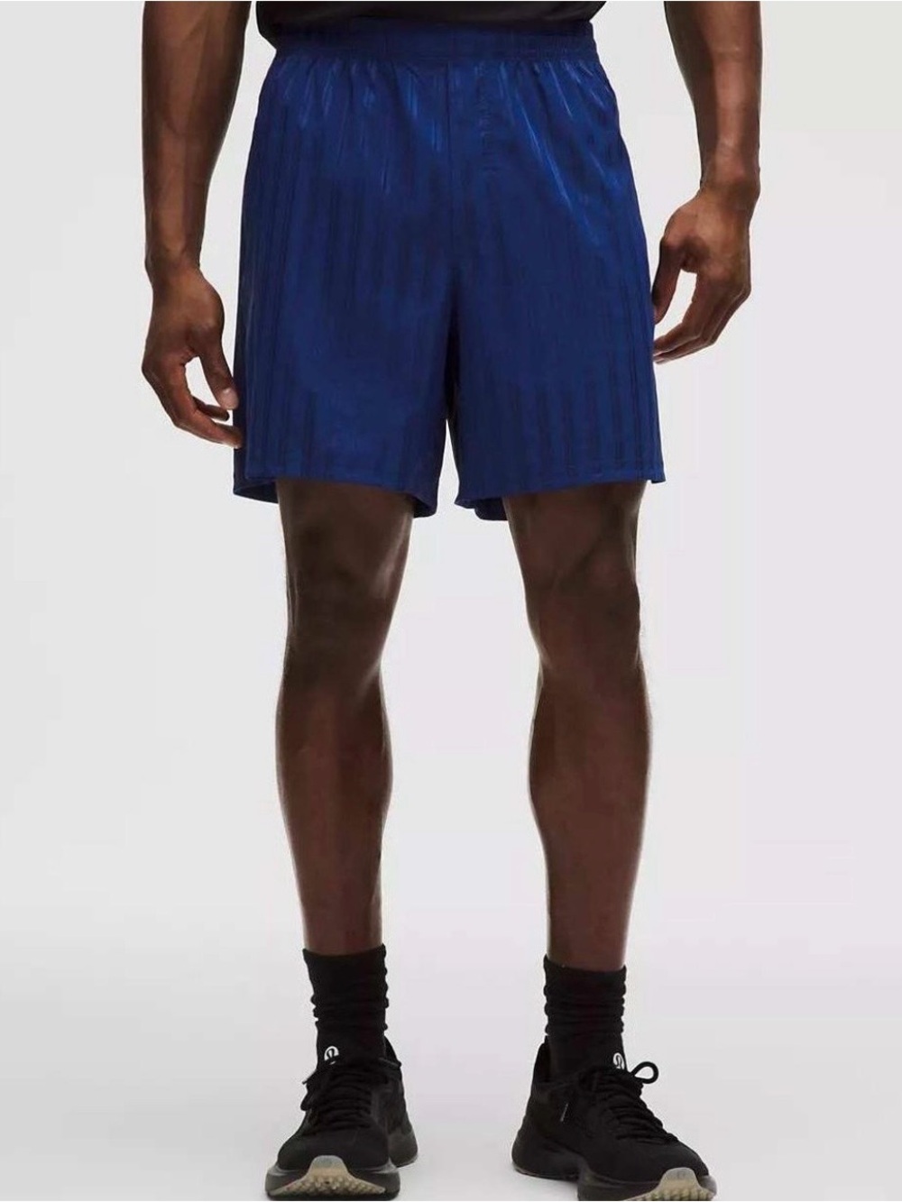 NWT Lululemon Satin Stripe Linerless Short 7” Clubhouse Blue Men’s M